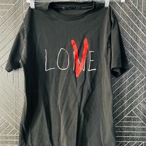 Chic Black Tee with Red Love Graphic